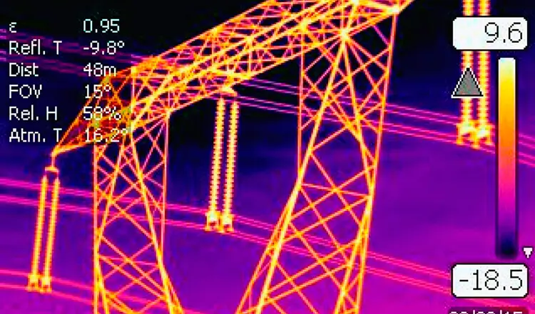 Termografia de linhas de energia